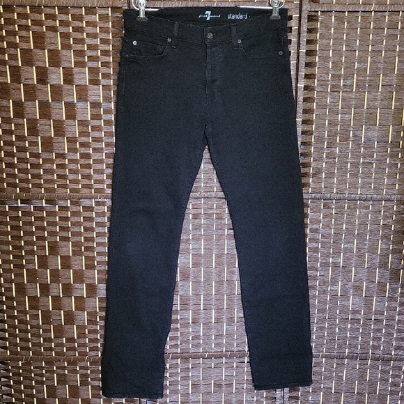 7 For All Mankind Black Straight Leg Jeans - Picture 1 of 5